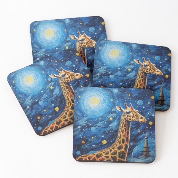 Item preview, Starry night abstract painting of giraffe on a space ship designed and sold by Daydreamsatdawn.
