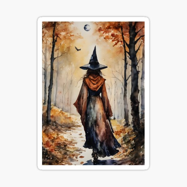 Item preview, Autumn Witch on a Full Moon designed and sold by Lyra The Lavender Witch.