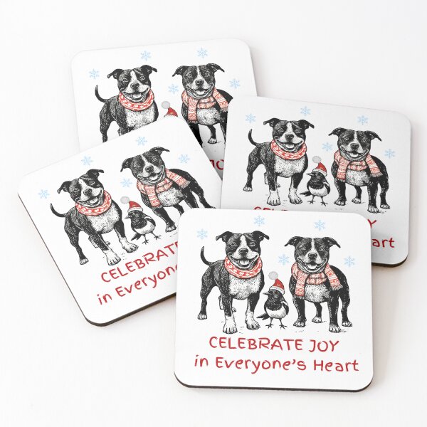 Item preview, Staffy Dogs and Magpie, Staffordshire - Christmas Wishes Australia - Minimalist Animal Art designed and sold by BeaverFriends.