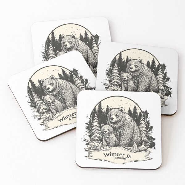 Item preview, Cartoon Bears in the Forest – "Winter is Coming" Family Adventure Design designed and sold by AbderraimArt.