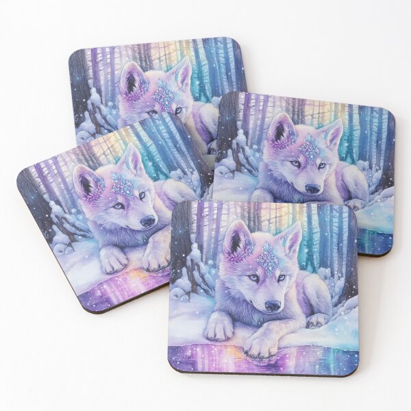 Item preview, Colorful Watercolor Painted Wolfdog Puppy In Winter  designed and sold by Nocturne  Paws.
