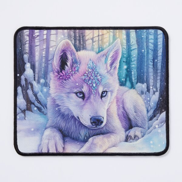 Item preview, Colorful Watercolor Painted Wolfdog Puppy In Winter designed and sold by Nocturne Paws.