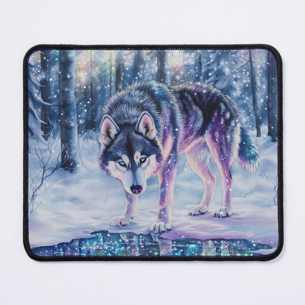 Item preview, Colorful Watercolor Painted Wolfdog In Winter Forest designed and sold by Nocturne Paws.