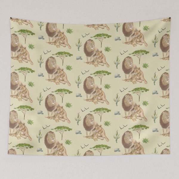Item preview, africa, safari, maps, animals, lion, lioness, lion cub designed and sold by Tetiana Pohurska.