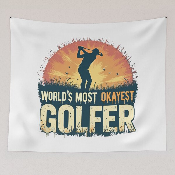 Item preview, World's Most Okayest Golfer Funny Sports Design designed and sold by FunnyFarmDesign.