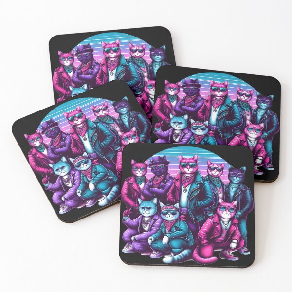 Item preview,  Retro Cool Cats in Neon Vibes designed and sold by pumsquare.