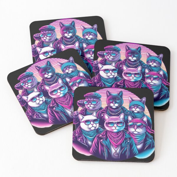 Item preview,  Retro Neon Cool Cats in Leather Jackets designed and sold by pumsquare.