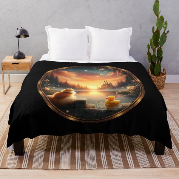 Item preview,  Enchanted Sunset with Cat and Rubber Duck designed and sold by pumsquare.