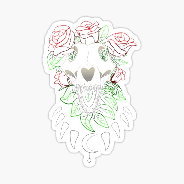 Item preview, Wolf skull and roses designed and sold by Madolyn2003.