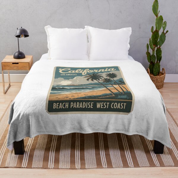 Item preview, A retro poster-style beach scene set in Los Angeles, California designed and sold by OneLastWish.