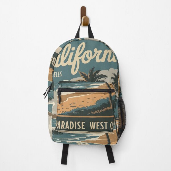 Item preview, A retro poster-style beach scene set in Los Angeles, California designed and sold by OneLastWish.