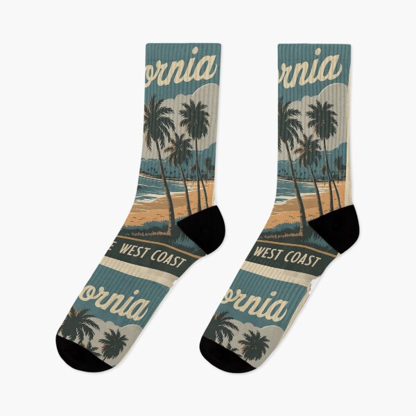 Item preview, A retro poster-style beach scene set in Los Angeles, California designed and sold by OneLastWish.