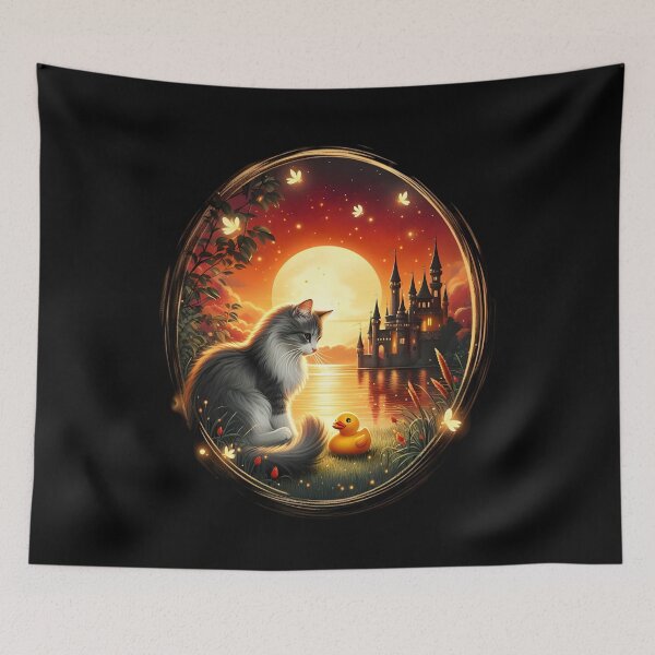 Item preview,  Enchanted Evening: Cat, Castle, and Rubber Duck designed and sold by pumsquare.