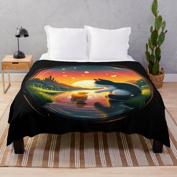 Item preview, Whimsical Cat and Duck Sunset Fantasy designed and sold by pumsquare.