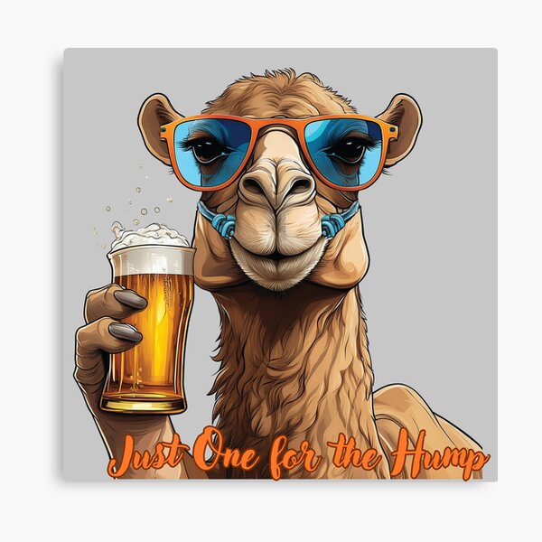 Camel wearing sunglasses having a beer for the hump Canvas Print