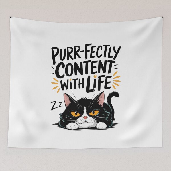 Item preview, Purr-fectly Content with Life - Whimsical Cat Illustration designed and sold by tutoo clothes.