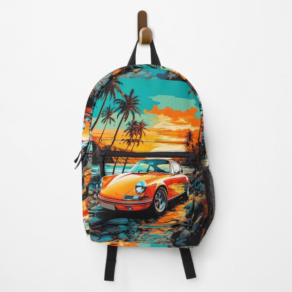 Item preview, Classic Coupe By The Beach With Palm Trees Retro Style designed and sold by RevUpDesign.