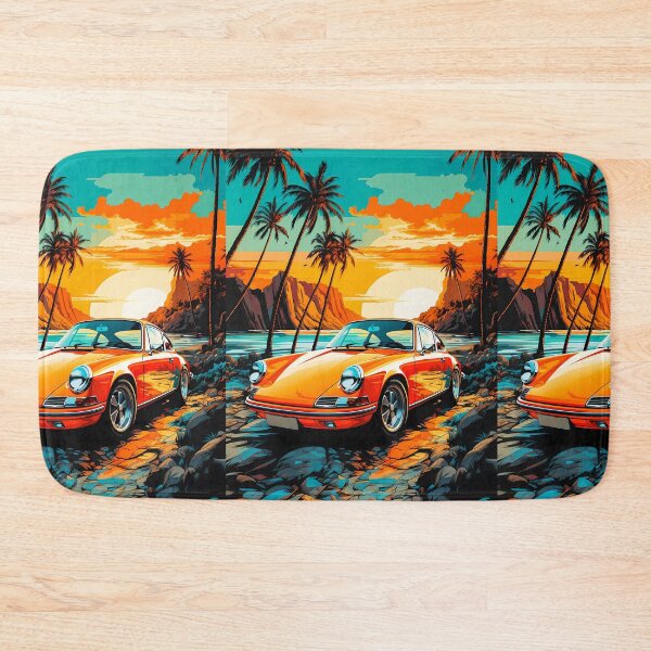 Item preview, Classic Coupe By The Beach With Palm Trees Retro Style designed and sold by RevUpDesign.