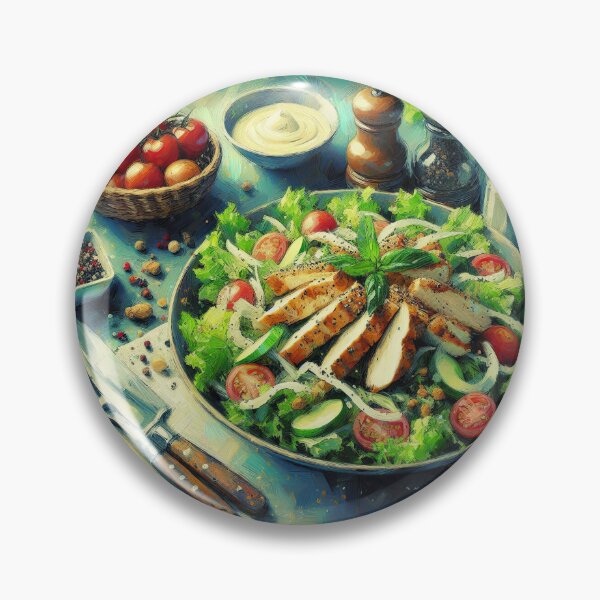 Item preview, Chicken Caesar Salad Impressionism Art Style designed and sold by artofuniverse.