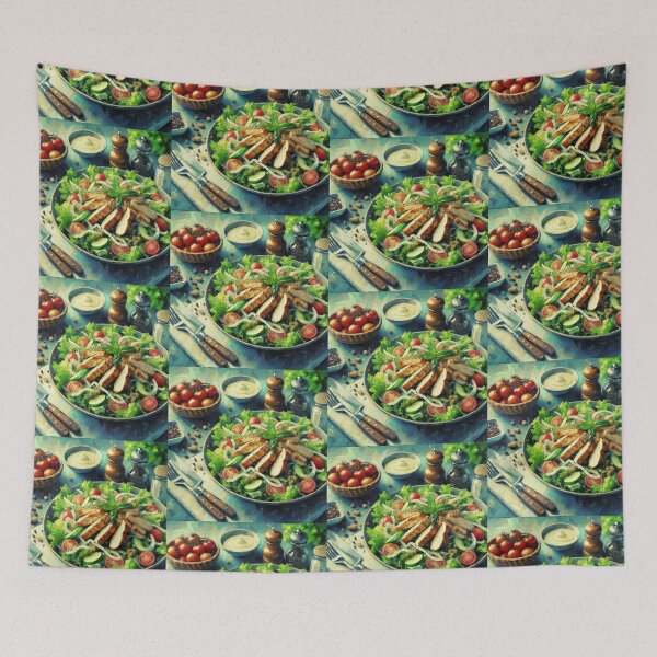 Item preview, Chicken Caesar Salad Impressionism Art Style designed and sold by artofuniverse.