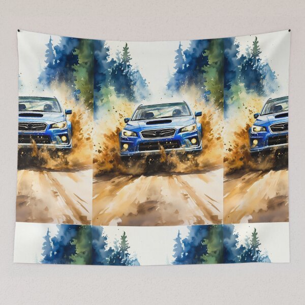 Item preview, Rally Car Kicking Up Dirt On  Forest Trail designed and sold by RevUpDesign.