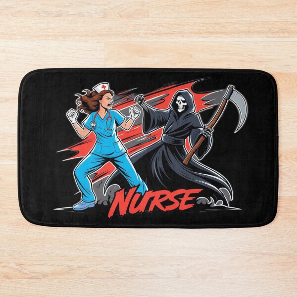 Item preview, Heroic Nurse vs Grim Reaper Battle – Bold Medical Warrior Design designed and sold by Kashear.