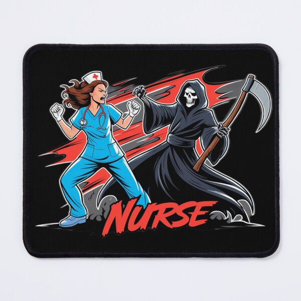 Item preview, Heroic Nurse vs Grim Reaper Battle – Bold Medical Warrior Design designed and sold by Kashear.