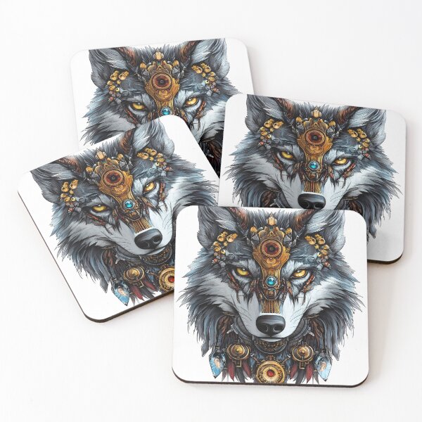 Item preview, Cool Wolf - Decorative Wolf with Ornaments designed and sold by Areebanawab.