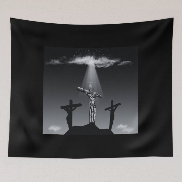 Item preview, Jesus Crucifixion Scene Black and White designed and sold by Iiswaz.