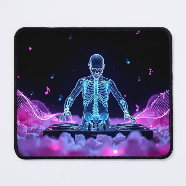 Item preview, Skeleton Dj Club Wall Art Deco with Music notes Pink clouds designed and sold by HardToFindMerchandise.