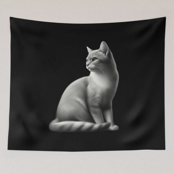 Item preview,  Elegant Gray Cat in Detailed Illustration designed and sold by IllumeInk.