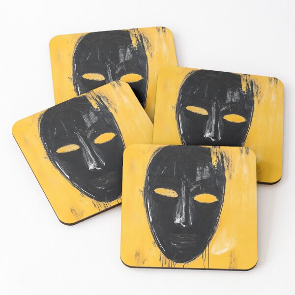Item preview, Abstract Creepy Black Mask on Yellow Background designed and sold by Soul-Sparks.