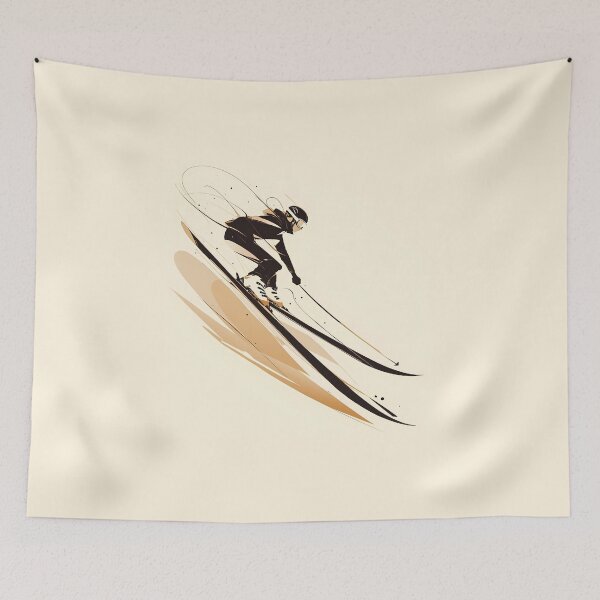 Item preview, Dynamic Ski Jumper in Mid-Air - Minimalist Illustration designed and sold by Windy-market.