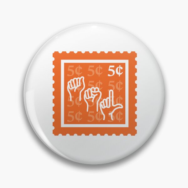 Item preview, ASL | Orange & White Stamps | College American Sign Language Major | Deaf Communication Graduate School Class | Interpreter Job | University Degree Minor | StampHeed 007 designed and sold by StampHeed.