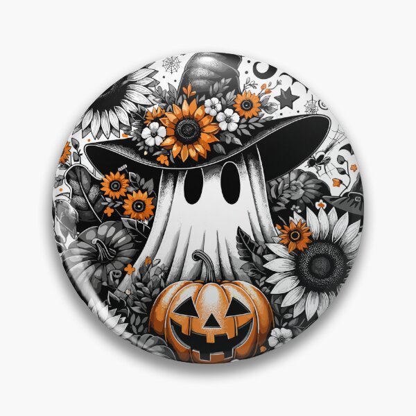 Item preview, Spooky Ghost Halloween Pumpkins Floral designed and sold by Magnuna.