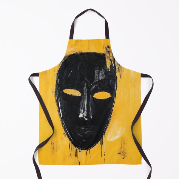 Item preview, Abstract Creepy Black Mask on Yellow Background designed and sold by Soul-Sparks.