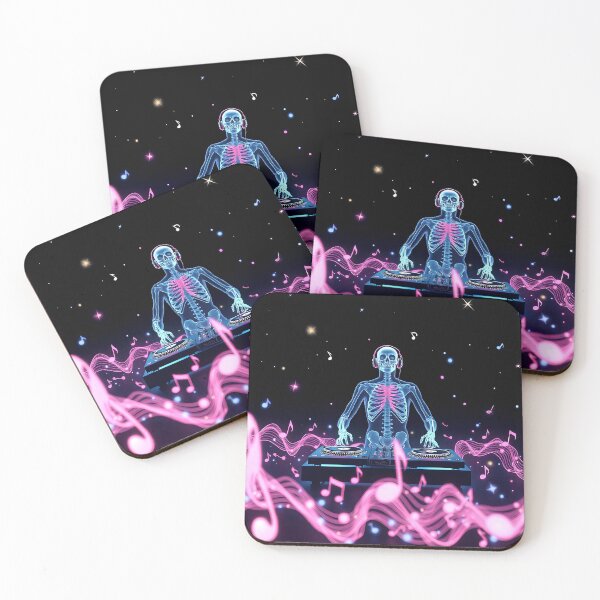 Item preview, Blue Neon X-Ray Photo Print Skeleton Club Dj Music Decks Headphoes designed and sold by HardToFindMerchandise.