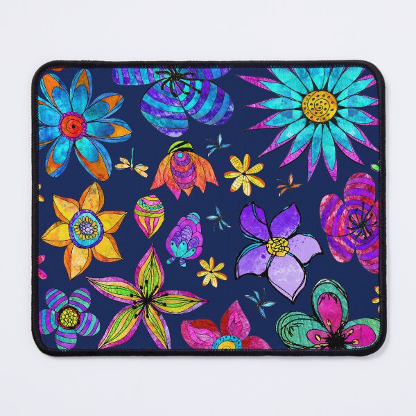Item preview, Falling Flowers On Blue Hand Drawn Floral Art designed and sold by Sharon Cummings Art.