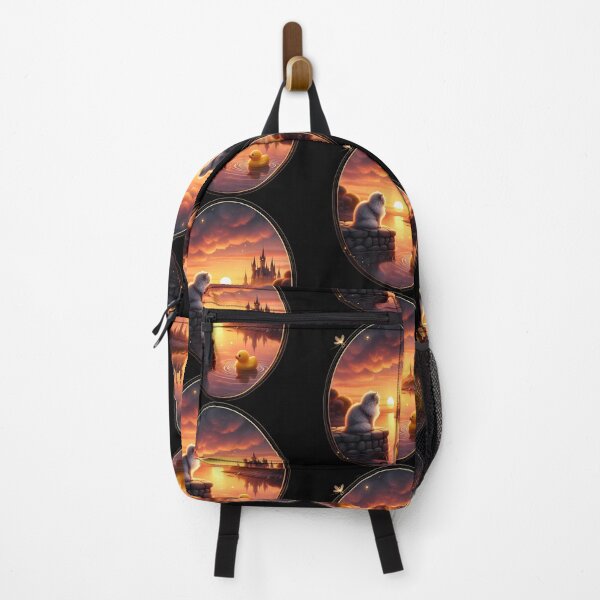 Item preview, Dreamy Sunset with Cat and Rubber Duck by the Castle designed and sold by IllumeInk.