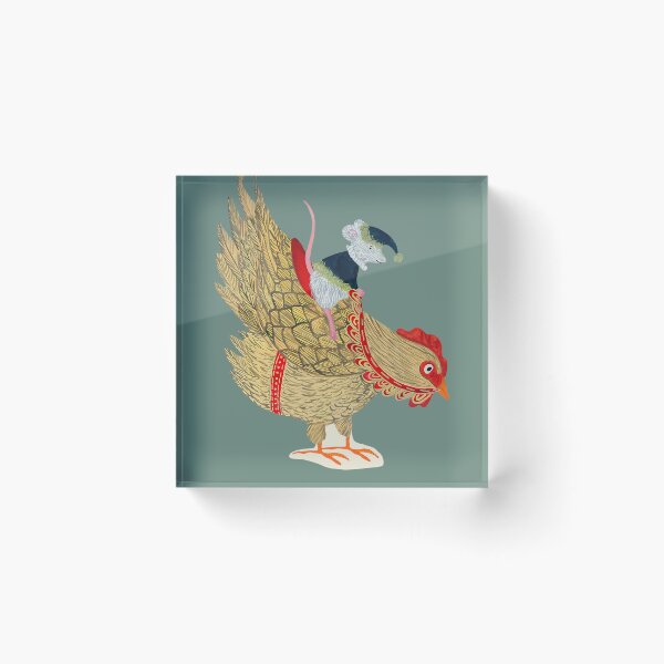 Item preview, Christmas Mouse Riding a Chicken – Whimsical Holiday Folk Art by Jemma Jamie designed and sold by Jemma Jamie Skidmore.