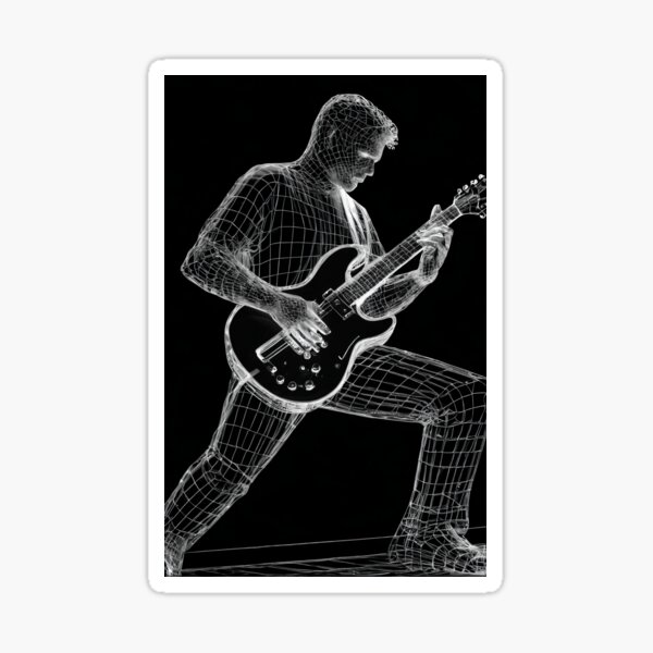 Aperçu de l'œuvre Wireframe Guitarist Art | Ambiance musicale futuriste créée et vendue par Atiphs.