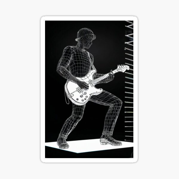 Aperçu de l'œuvre Wireframe Guitarist Art | Ambiance musicale futuriste créée et vendue par Atiphs.