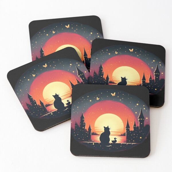 Item preview,  Cat and Duck Watching the Sunset in Fantasy Castle designed and sold by IllumeInk.