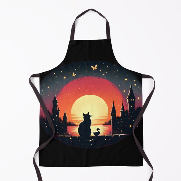 Item preview, Cat and Duck Watching the Sunset in Fantasy Castle designed and sold by IllumeInk.