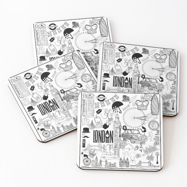 Item preview, London City Icons - Black & White Collage Design designed and sold by RaiyaTees.