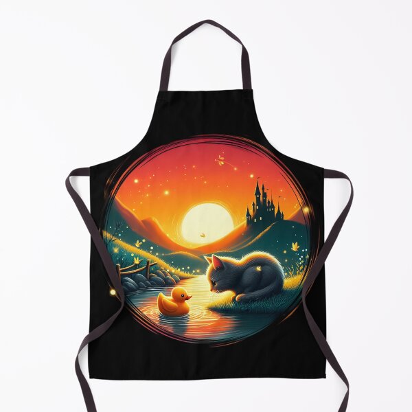 Item preview,  Enchanted Sunset with Curious Kitten and Rubber Duck designed and sold by IllumeInk.