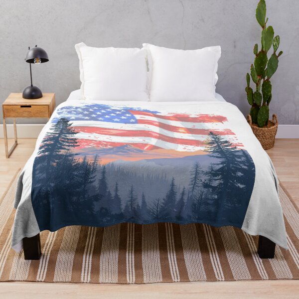 Item preview, Vintage Mountain Sunrise with American Flag in the Sky designed and sold by AmericaFreedom.