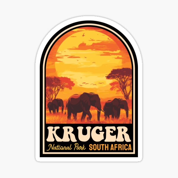 Kruger National Park South Africa Retro Safari Sticker