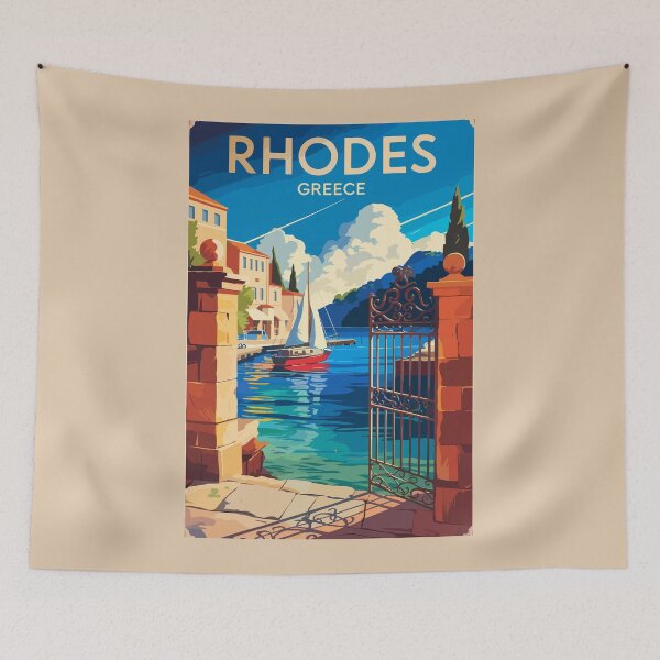 Item preview, Rhodes Greece Travel Art Vintage designed and sold by KrisSidDesigns.