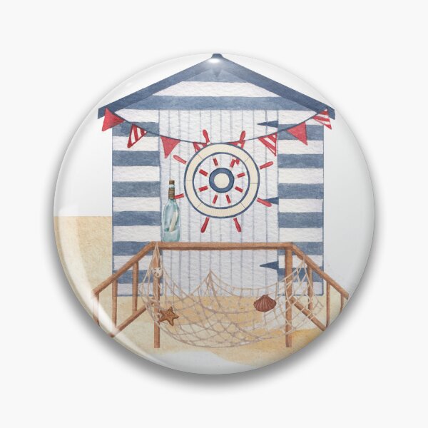 Item preview, Nautical Beach Hut Illustration - Coastal Charm Wall Art Print designed and sold by RaiyaTees.